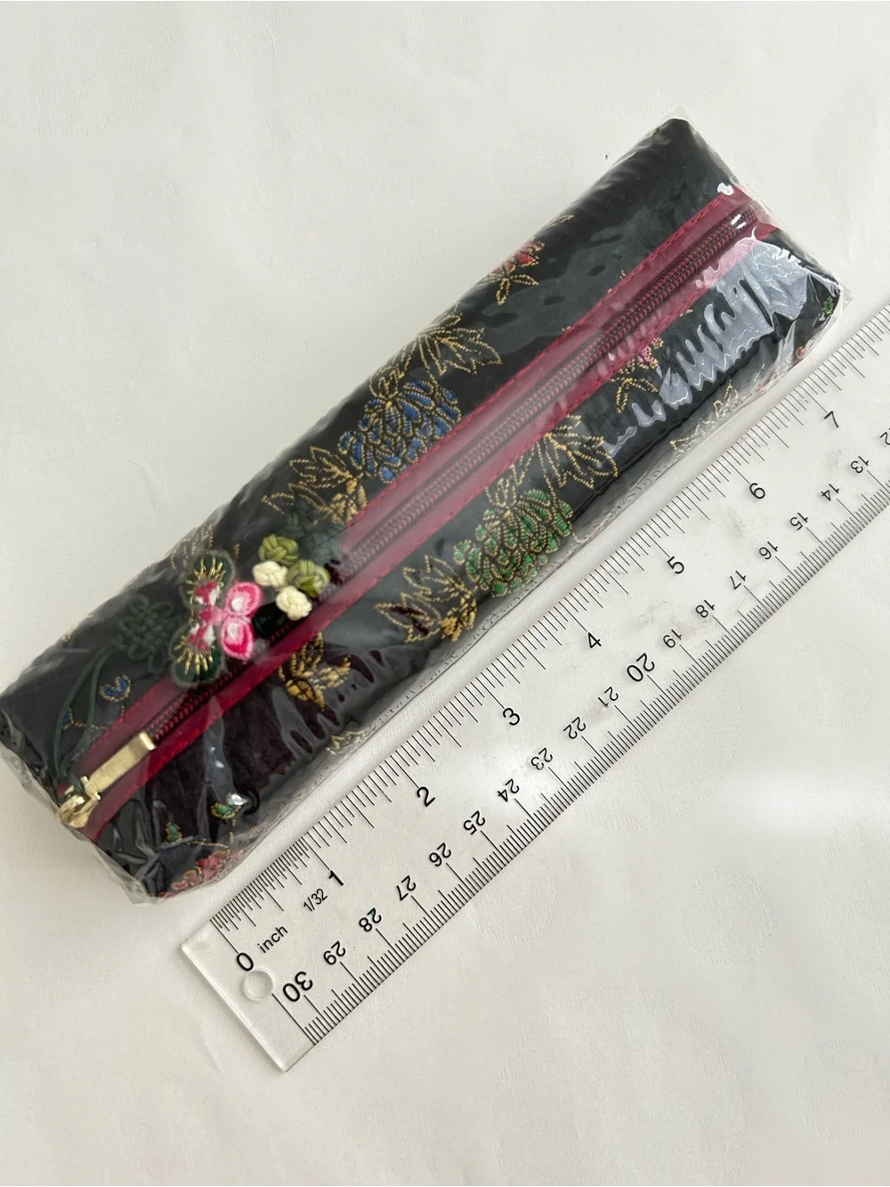 NIP Korean Traditional Quilt Cosmetic Makeup Pouch/Pencil Case Floral  7x2x1 In